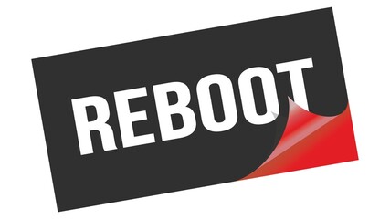 REBOOT text on black red sticker stamp.