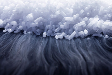 Dry ice in production ( the solid form of carbon dioxide) - obrazy, fototapety, plakaty