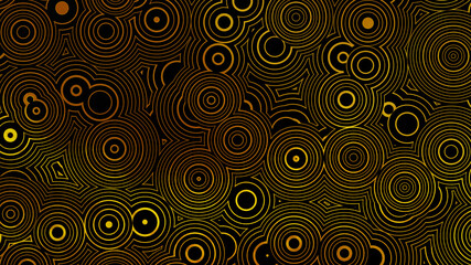 黒背景に金の輪のアート、壁紙