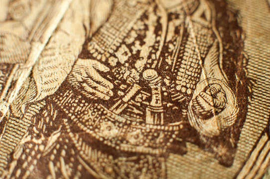 Detail from 5000 Kuna Croatian bank note from Independent State of Croatia (NDH Nezavisna Drzava Hrvatska)