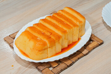 Pakistani and indian homemade custard sweet cake.