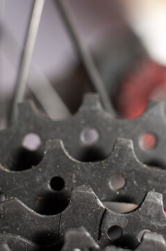Dirty rear bicycle cassette gear with chain