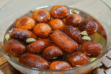  A closeup of famous gulab jamun sweet of pakistan and india