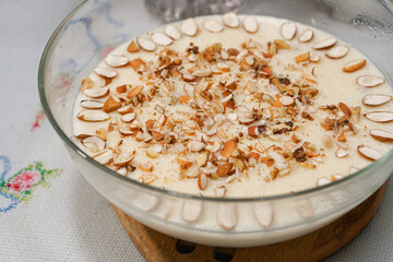 A closeup of pakistani and indian kheer sweet