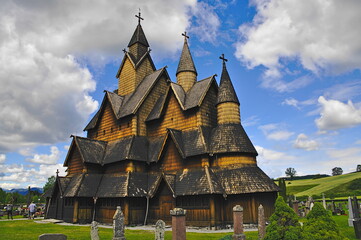Fototapeta na wymiar Heddal Stave church (built 1250). Notodden Municipality, Vestfold og Telemark, Norway