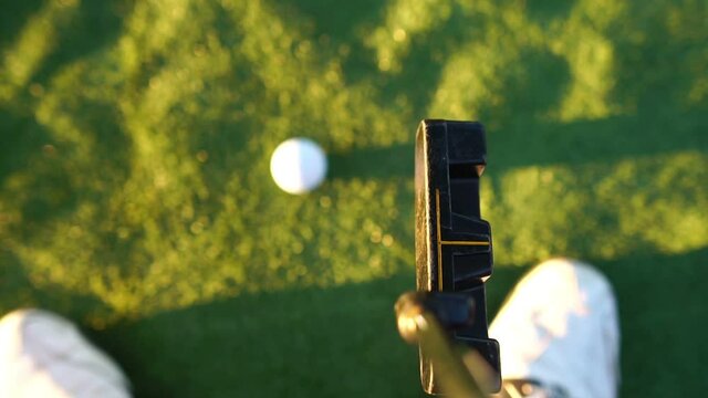 Footage Slow Motion: Golfer Holing The Ball
