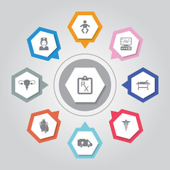 Medical Icon. Simple flat vector icons set on Gray Radiant background