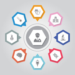 Medical Icon. Simple flat vector icons set on Gray Radiant background