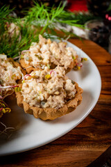 Shortbread muffins stuffed with tuna paste