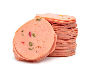 bologna sliced isolated on white background © sirawut