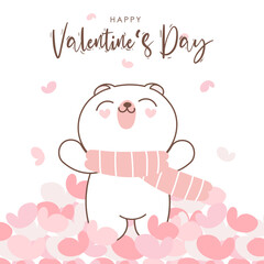 Cute valentine's day bear couple, hand drawn illustrations, doodle cartoon character.
