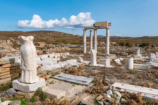 Delos, UNESCO World Heritage Site, near Mykonos, Cyclades, Greek Islands, Greece, Europe