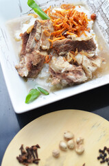
beef soup with hot porridge