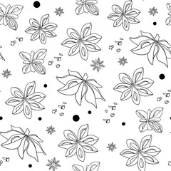 Mulled wine seamless pattern on white background. Anise star Christmas. Indian Spice