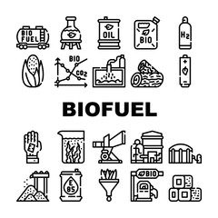 Biofuel Green Energy Collection Icons Set Vector