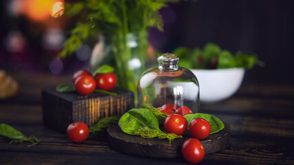 tomatoes with green and salad