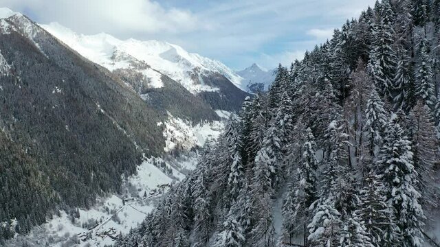 Aerial 4K - Vallunga in Tartano Valley in Valtellina, Italy