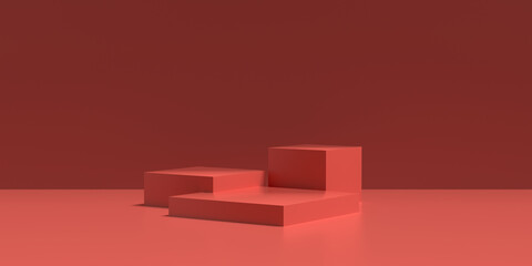 3D rendering of red geometric spatial background