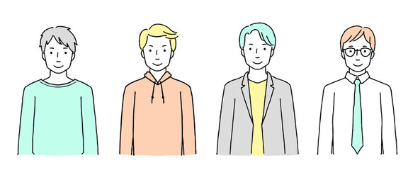 若い男性のイラストセット