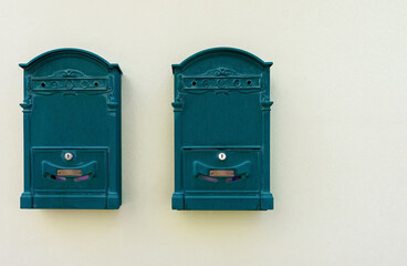 Mailboxes on wall