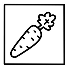 Carrot hand drawn vector icon doodle logo in cartoon style black white contrast