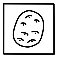 Potato hand drawn vector icon doodle logo in cartoon style black white contrast
