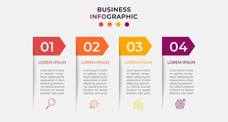 Minimal Business Infographics template. Timeline with 4 four steps, options and marketing icons .Vector linear infographic with two circle conected elements. Can be use for presentation. Eps10 vector