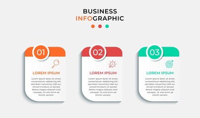 Obraz premium Minimal Business Infographics template. Timeline with 3 three steps, options and marketing icons .Vector linear infographic with two circle conected elements. Can be use for presentation. Eps10 vector