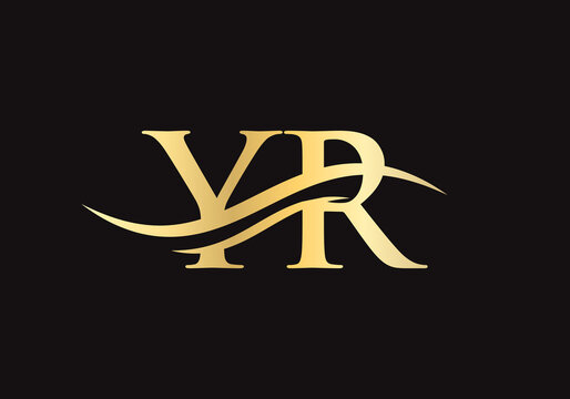 Premium Letter YR Logo Design with water wave concept. YR letter logo design with modern trendy