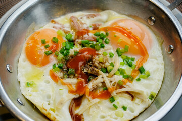 Vietnamese fried eggs and minced pork