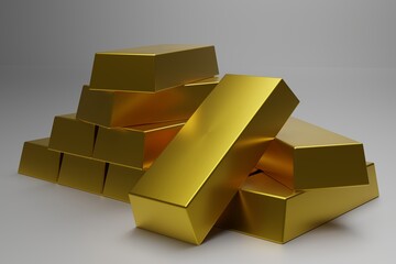 Stack of Fine Gold bars wealthy concept ,3d rendering,illustration