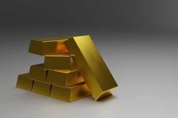 Stack of Fine Gold bars wealthy concept ,3d rendering,illustration