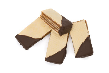 Caramelized wafers with walnut called grilaz in europe with white background