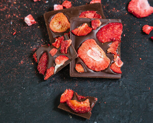 Handmade chocolate: milk, dark, ruby, with natural fruit fillings - berries, nuts