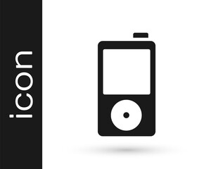 Black Music player icon isolated on white background. Portable music device. Vector.