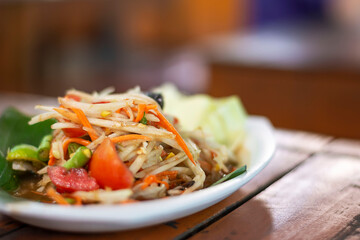 Thai papaya salad, popular dishes at restaurant.