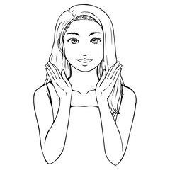 vector illustration woman announce line art