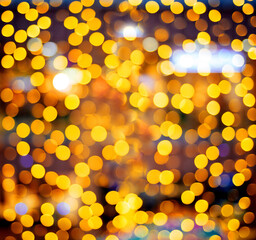 Yellow lights garland bokeh