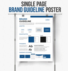 DIN A3 Brand Guideline Poster Template Brand Identity Guideline Brand Manual Minimal and Professional branding guidelines Brand Guideline Identity Design Guideline Design corporate identity - obrazy, fototapety, plakaty
