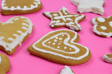 hand painted gingerbread on pink