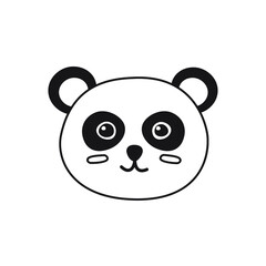 Obraz premium Vector flat cartoon hand drawn doodle panda face isolated on white background