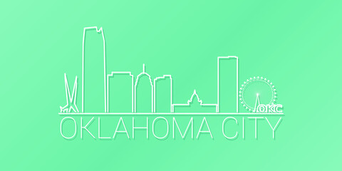 Fototapeta premium Oklahoma City, OK, USA Skyline Linear Design. Flat City Illustration Minimal Clip Art. Background Gradient Travel Vector Icon.