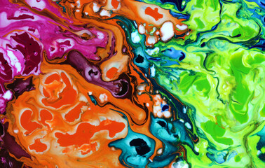 Flow Marble texture. Abstract color horizontal background. Acrylic colors.