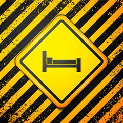 Black Bed icon isolated on yellow background. Warning sign. Vector.