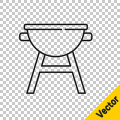 Black line Barbecue grill icon isolated on transparent background. BBQ grill party. Vector.