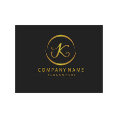 simple elegant initials letter type K sign symbol icon template black background