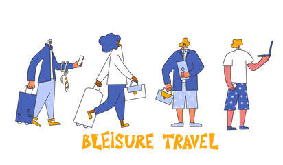 Bleisure concept. Work life balance. Vector person