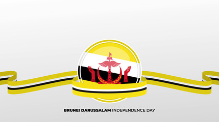 Brunei Darussalam independence day with flag emblem