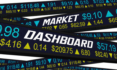 Market Dashboard Stock Ticker Data Tool Track Company Share Prices 3d Illustration