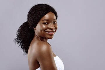 Natural Beauty. Portrait Of Attractive Young African Woman With Smooth Beautiful Skin